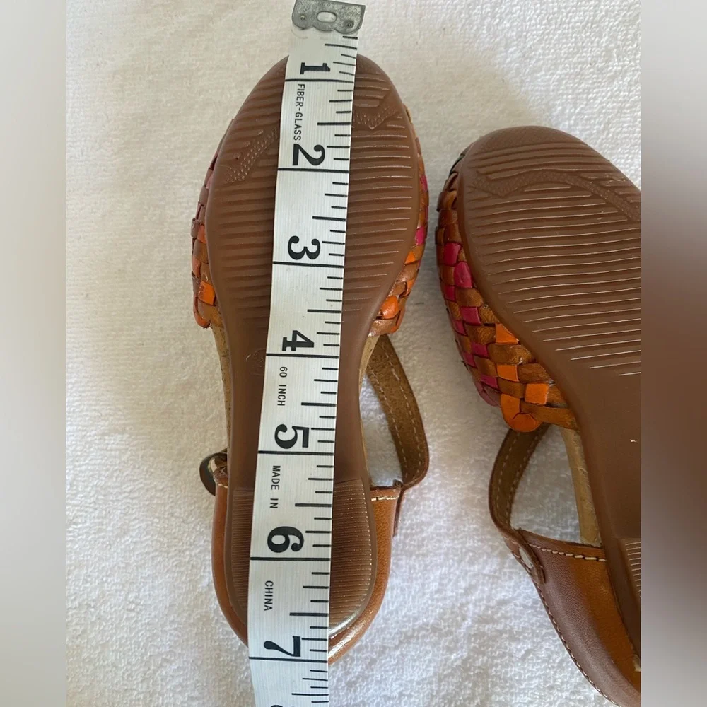 Brown and Green Woven Leather‎ Sandals